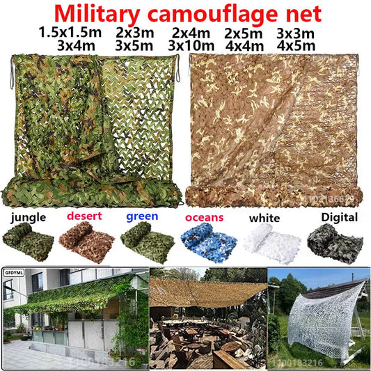 Military camouflage net pavilion camouflage net shade net garden decoration net green jungle white desert color 2x5m/3x4m/4x5m