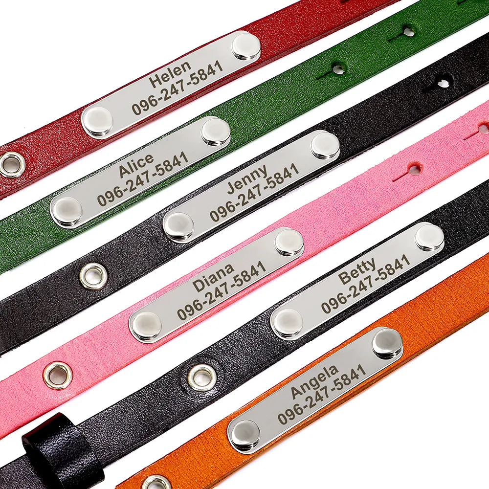 Adjustable Personalized Cat Leather Collar