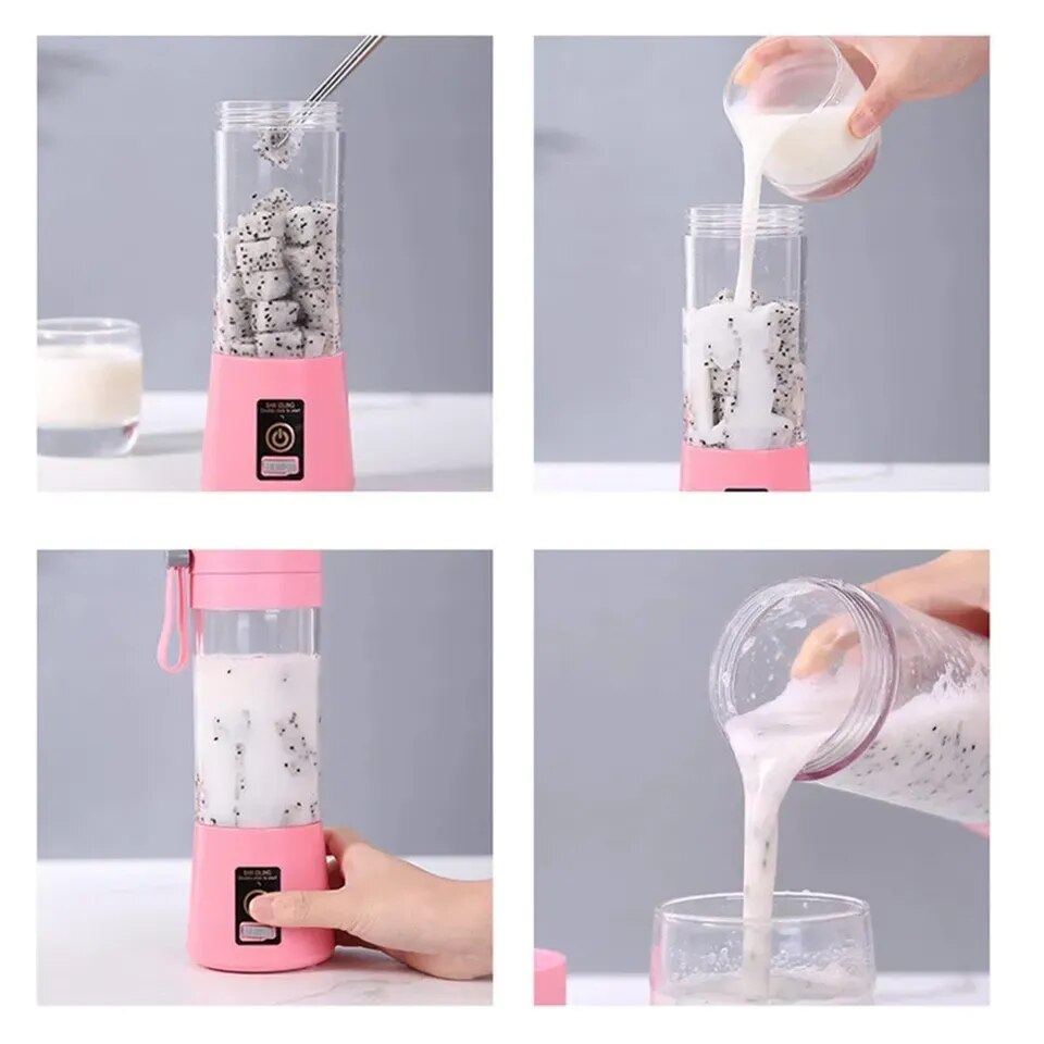 Electronic Mini 380ml Blender Mixer Cup USB Rechargeable Portable Smoothie Fruit Blender Juicer Bottle
